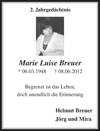 Anzeige von Marie Luise Breuer von  Werbepost 
