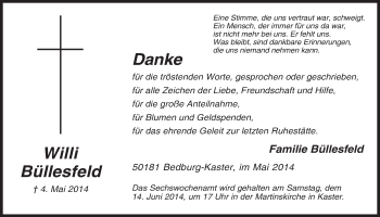 Anzeige von Willi Büllesfeld von  Werbepost 