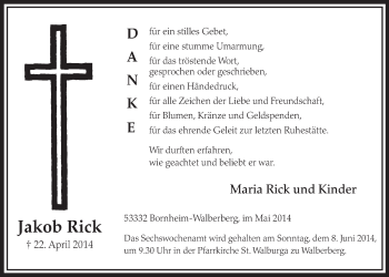 Anzeige von Jakob Rick von  Schlossbote/Werbekurier 
