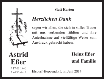 Anzeige von Astrid Eßer von  Werbepost 