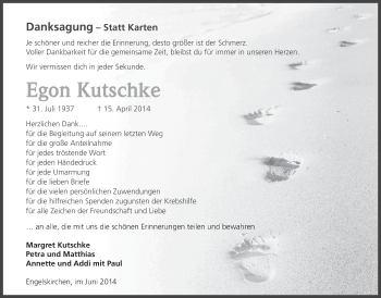 Anzeige von Egon Kutschke von  Anzeigen Echo 