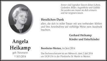 Anzeige von Angela Heikamp von  Schlossbote/Werbekurier 