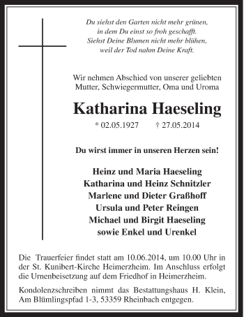 Anzeige von Katharina Haeseling von  Schaufenster/Blickpunkt 
