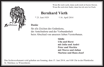 Anzeige von Bernhard Vieth von  Werbepost 