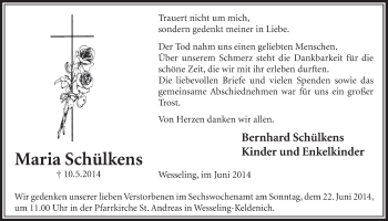 Anzeige von Maria Schülkens von  Schlossbote/Werbekurier 