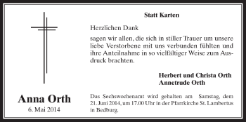 Anzeige von Anna Orth von  Werbepost 