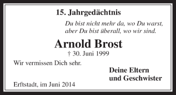 Anzeige von Arnold Brost von  Werbepost 