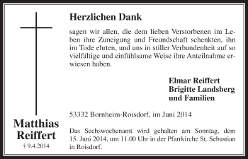 Anzeige von Matthias Reiffert von  Schaufenster/Blickpunkt 