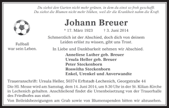 Anzeige von Johann Breuer von  Werbepost 