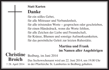 Anzeige von Christine Broich von  Werbepost 