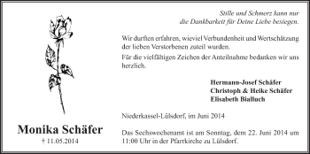 Anzeige von Monika Schäfer von  Extra Blatt 