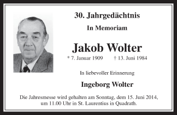 Anzeige von Jakob Wolter von  Werbepost 