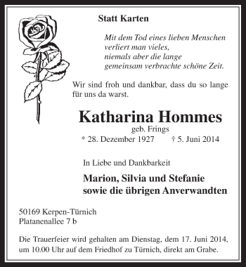 Anzeige von Katharina Hommes von  Werbepost 