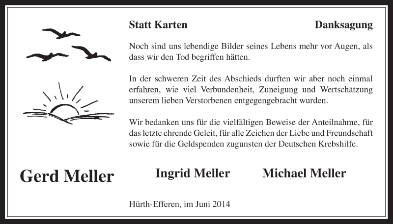  Traueranzeige für Gerd Meller vom 11.06.2014 aus  Wochenende 