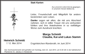 Anzeige von Heinrich Schmitt von  Anzeigen Echo 
