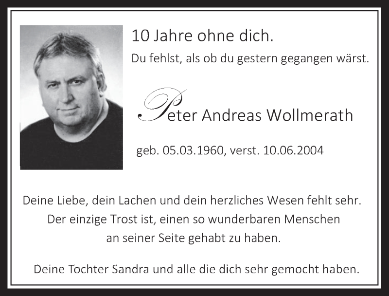  Traueranzeige für Peter Andreas Wollmerath vom 11.06.2014 aus  Wochenende 