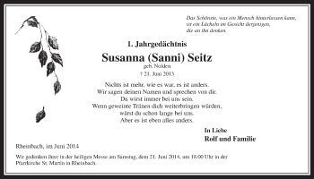 Anzeige von Susanna Seit von  Schaufenster/Blickpunkt 