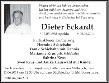 Anzeige von Dieter Eckardt von  Schlossbote/Werbekurier 