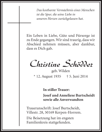 Anzeige von Christine Schödder von  Sonntags-Post 