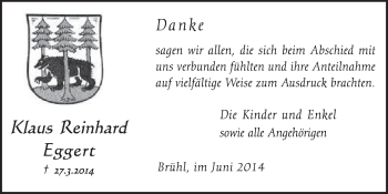 Anzeige von Klaus Reinhard Eggert von  Schlossbote/Werbekurier 