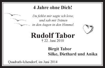 Anzeige von Rudolf Tabor von  Werbepost 