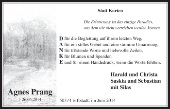 Anzeige von Agnes Prang von  Werbepost 