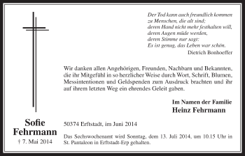 Anzeige von Sofie Fehrmann von  Werbepost 