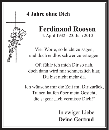 Anzeige von Ferdinand Roosen von  Schaufenster/Blickpunkt 