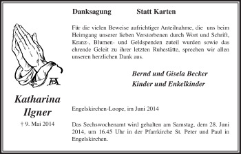 Anzeige von Katharina Ilgner von  Anzeigen Echo 