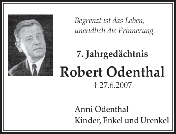 Anzeige von Robert Odenthal von  Schlossbote/Werbekurier 