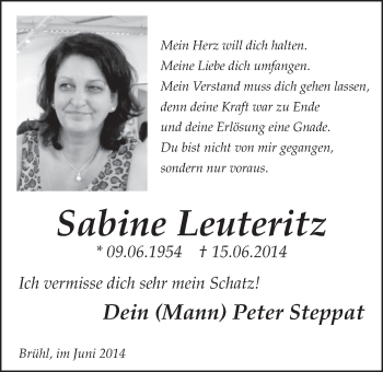 Anzeige von Sabine Leuteritz von  Schlossbote/Werbekurier 