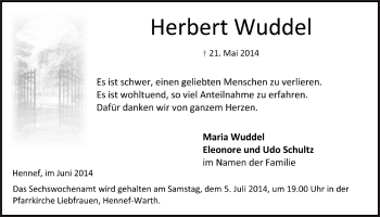 Anzeige von Herbert Wuddel von  Extra Blatt 