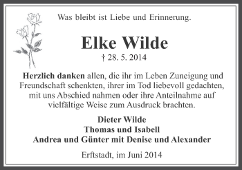 Anzeige von Elke Wilde von  Werbepost 