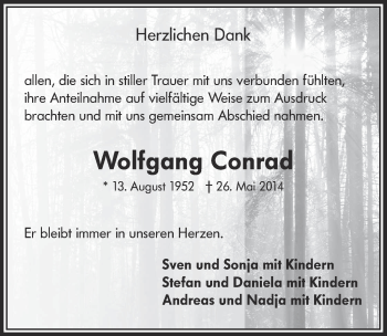Anzeige von Wolfgang Conrad von  Lokalanzeiger 