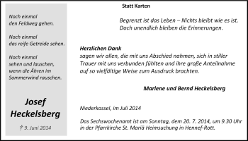 Anzeige von Josef Heckelsberg von  Kölner Wochenspiegel  Extra Blatt 