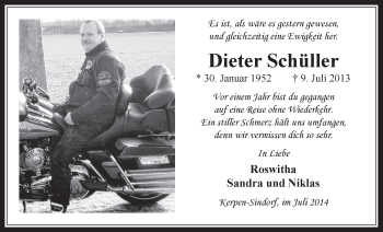 Anzeige von Dieter Schüller von  Werbepost 