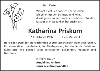 Anzeige von Katharina Priskorn von  Blickpunkt Euskirchen 