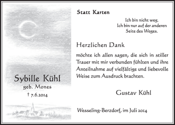Anzeige von Sybille Kühl von  Schlossbote/Werbekurier 