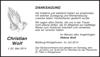 Anzeige von Christian Wolf von  Werbepost 