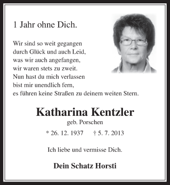 Anzeige von Katharina Kentzler von  Wochenende 