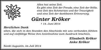 Anzeige von Günter Kröker von  Extra Blatt 