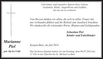 Anzeige von Marianne Piel von  Werbepost 