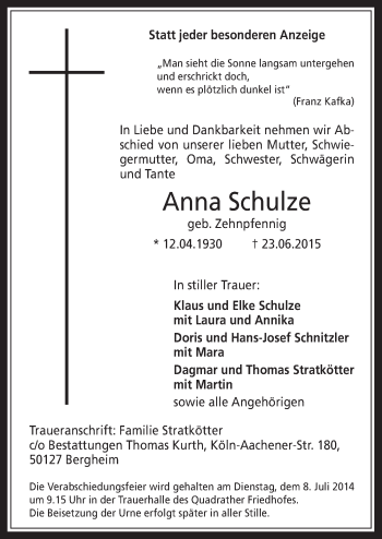 Anzeige von Anna Schulze von  Werbepost 