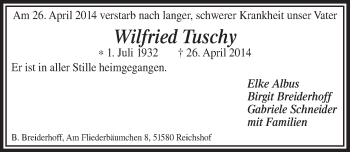 Anzeige von Wilfried Tuschy von  Anzeigen Echo 