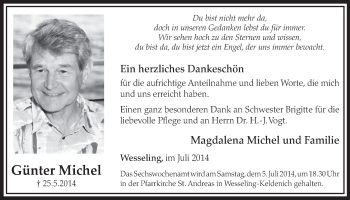 Anzeige von Günter Michel von  Schlossbote/Werbekurier 