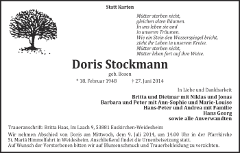 Anzeige von Doris Stockmann von  Blickpunkt Euskirchen 