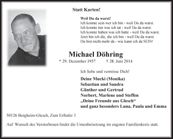 Anzeige von Michael Döhring von  Werbepost 