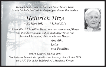 Anzeige von Heinrich Titze von  Werbepost 