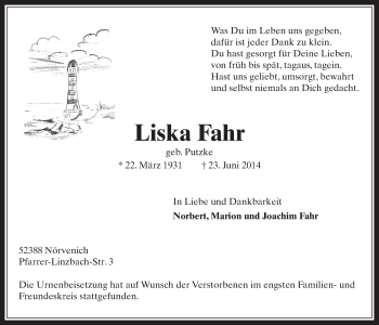 Anzeige von Liska Fahr von  Werbepost 