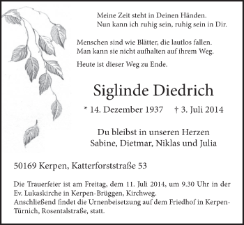 Anzeige von Siglinde Dietrich von  Werbepost 